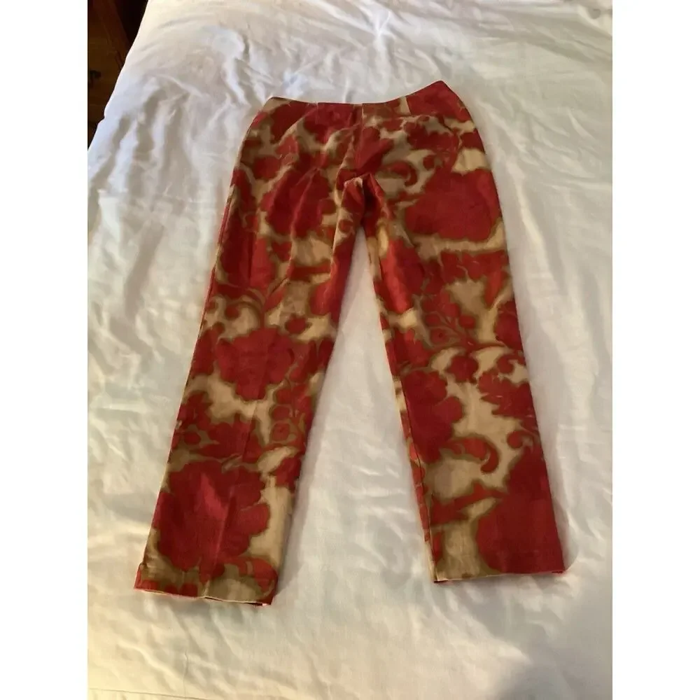 Sigrid Olsen Sport Women's Pink/Beige Floral Pattern‎ Ankle Pant Slacks SZ 6